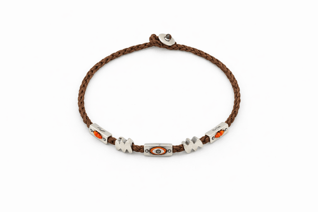 Handmade Rope Silver Bracelet in Brown
