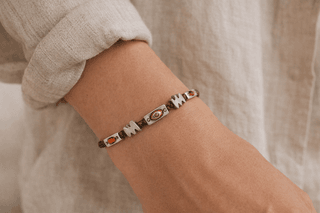 Handmade Rope Silver Bracelet on a Model hand