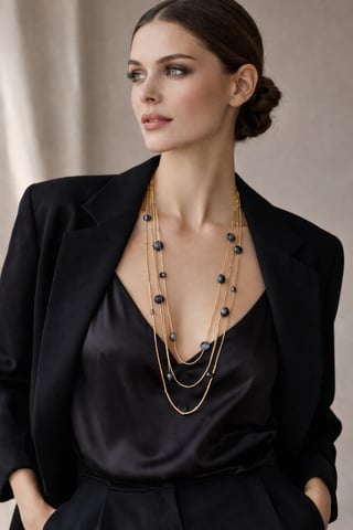 Three Layered Gold plated Silver Necklace