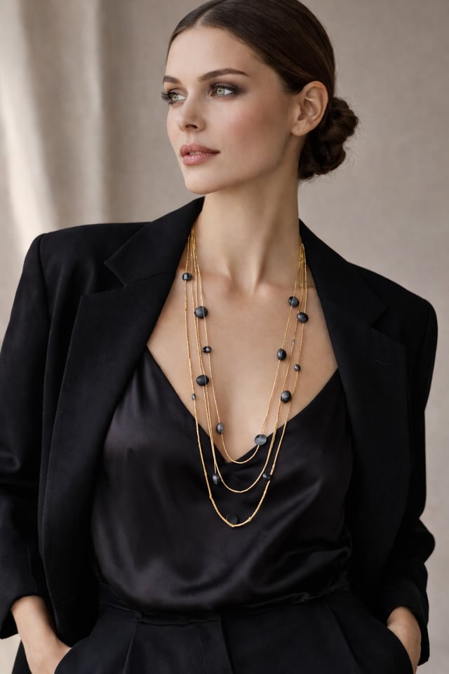 Three Layered Gold plated Silver Necklace