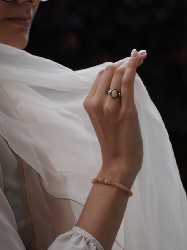 Statement Pink Opal Silver Ring